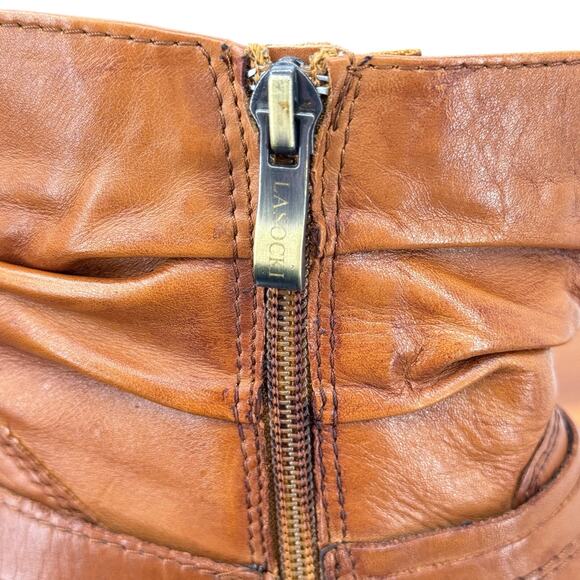 Lasocki Scrunchy Western Boot Leather Women's SZ 39 Leather Brown Zip Buckle - Picture 8 of 12